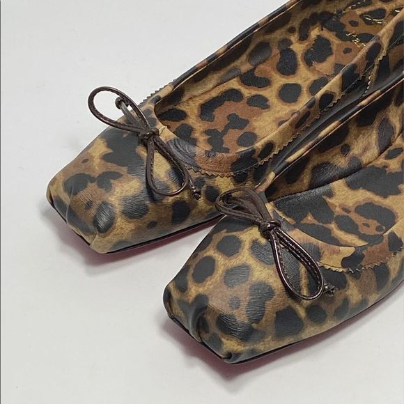 Christian Louboutin Mamadrague Square-Toe Leopard-Print Leather Flats size 37.5 - Picture 4 of 11